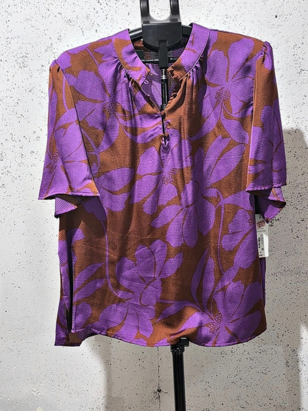 Liz Claiborne Floral Blouse in Purple & Brown Size PLUS SIZE 0X NWT